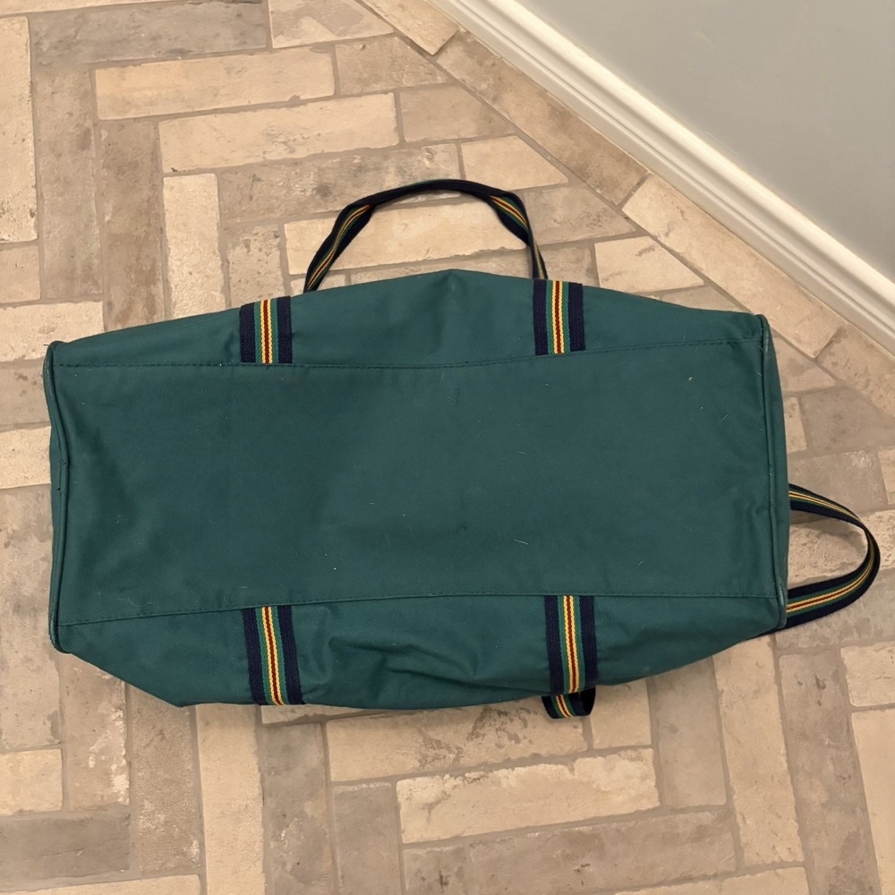 90s Ralph Lauren Polo Uni Green Canvas Weekender Carry On Gym Duffle Bag - Picture 6 of 10